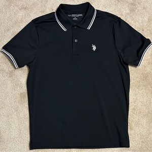 U.S. Polo Assn. Black Polo with White Contrast Trim